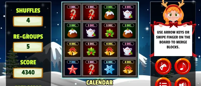 25 December - Juego de combinar fechas en línea y gratis