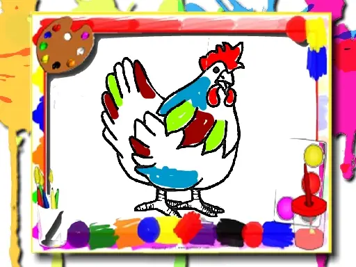 Chicken Coloring Book - Juego de pintar en línea gratis para niños