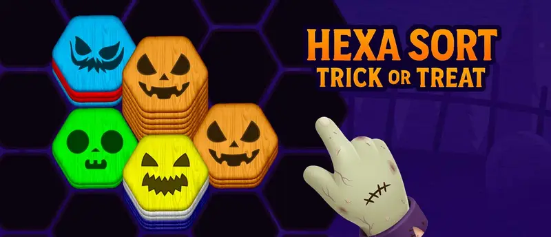 Hexa Sort Trick or Treat لعبة ألغاز مجانية للعب عبر الإنترنت