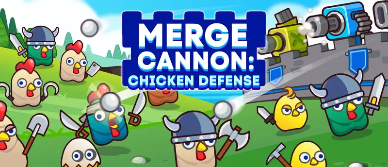 Merge Cannon: Chicken Defense - Ücretsiz Strateji ve Birleştirme Oyunu